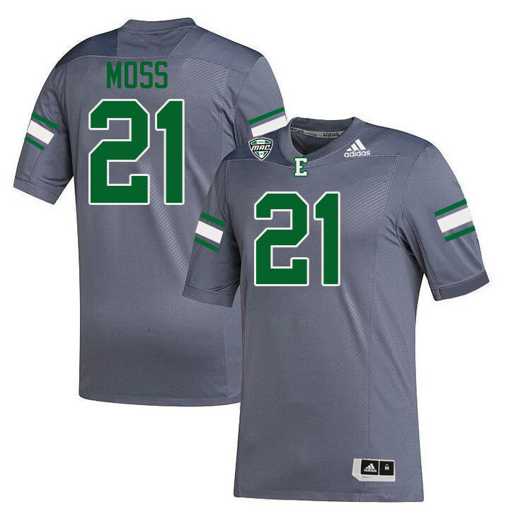 Eastern Michigan Eagles #21 Bryson Moss College Football Jerseys Stitched Sale-Grey